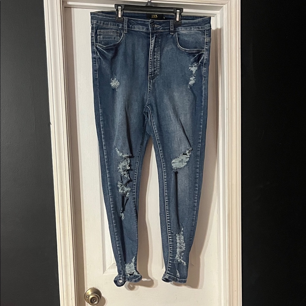 Lucky & Blessed Distressed Denim Jeggings